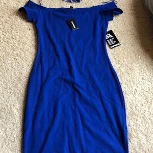 NWT royal blue off the shoulder mini dress